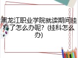 黑龙江职业学院就读期间挂科了怎么办呢？(挂科怎么办)
