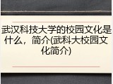 武汉科技大学的校园文化是什么，简介(武科大校园文化简介)