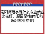 南阳师范学院什么专业就业比较好，原因是啥(南阳师院好就业专业)