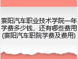 襄阳汽车职业技术学院一年学费多少钱，还有哪些费用(襄阳汽车职院学费及费用)