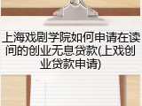 上海戏剧学院如何申请在读间的创业无息贷款(上戏创业贷款申请)