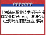 上海浦东职业技术学院有没有就业指导中心，详细介绍(上海浦东职院就业指导)