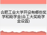 合肥工业大学开设有哪些奖学和助学金(合工大奖助学金设置)