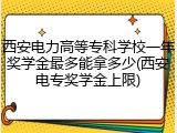 西安电力高等专科学校一年奖学金最多能拿多少(西安电专奖学金上限)