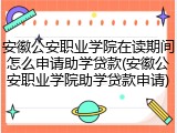 安徽公安职业学院在读期间怎么申请助学贷款(安徽公安职业学院助学贷款申请)