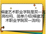 福建艺术职业学院是双一流高校吗，简单介绍(福建艺术职业学院双一流吗)
