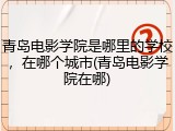 青岛电影学院是哪里的学校，在哪个城市(青岛电影学院在哪)
