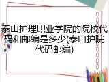泰山护理职业学院的院校代码和邮编是多少(泰山护院代码邮编)