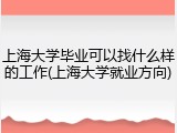 上海大学毕业可以找什么样的工作(上海大学就业方向)