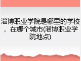 淄博职业学院是哪里的学校，在哪个城市(淄博职业学院地点)