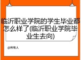 临沂职业学院的学生毕业都怎么样了(临沂职业学院毕业生去向)
