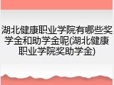 湖北健康职业学院有哪些奖学金和助学金呢(湖北健康职业学院奖助学金)