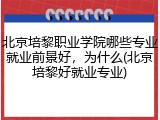 北京培黎职业学院哪些专业就业前景好，为什么(北京培黎好就业专业)