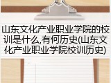山东文化产业职业学院的校训是什么,有何历史(山东文化产业职业学院校训历史)