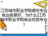 江苏城市职业学院哪些专业就业前景好，为什么(江苏城市职业学院就业优势专业)