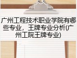 广州工程技术职业学院有哪些专业，王牌专业分析(广州工院王牌专业)
