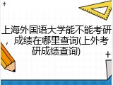 上海外国语大学能不能考研，成绩在哪里查询(上外考研成绩查询)