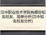 汉中职业技术学院有哪些知名校友，简单分析(汉中知名校友分析)