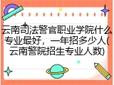 云南司法警官职业学院什么专业最好，一年招多少人(云南警院招生专业人数)