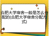 合肥大学宿舍一般是怎么分配的(合肥大学宿舍分配方式)