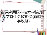 新疆应用职业技术学院办理入学有什么攻略没(新疆入学攻略)