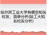 哈尔滨工业大学有哪些知名校友，简单分析(哈工大知名校友分析)