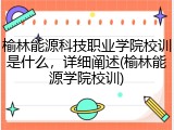 榆林能源科技职业学院校训是什么，详细阐述(榆林能源学院校训)