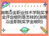 湖南冶金职业技术学院奖学金评定细则是怎样的(湖南冶金职院奖学金细则)