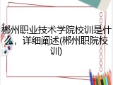 郴州职业技术学院校训是什么，详细阐述(郴州职院校训)