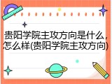 贵阳学院主攻方向是什么，怎么样(贵阳学院主攻方向)