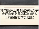 河南新乡工商职业学院奖学金评定细则是怎样的(新乡工商职院奖学金细则)