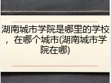 湖南城市学院是哪里的学校，在哪个城市(湖南城市学院在哪)