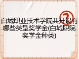 白城职业技术学院共开设有哪些类型奖学金(白城职院奖学金种类)