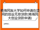 青海民族大学如何申请在读间的创业无息贷款(青海民大创业贷款申请)