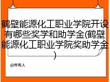 鹤壁能源化工职业学院开设有哪些奖学和助学金(鹤壁能源化工职业学院奖助学金)