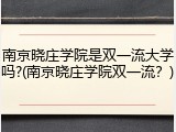 南京晓庄学院是双一流大学吗?(南京晓庄学院双一流？)