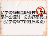 辽宁装备制造职业技术学院是什么级别，公办还是民办(辽宁装备学院性质级别)