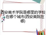 西安美术学院是哪里的学校，在哪个城市(西安美院在哪)