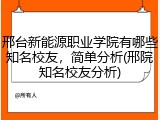 邢台新能源职业学院有哪些知名校友，简单分析(邢院知名校友分析)