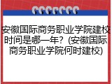 安徽国际商务职业学院建校时间是哪一年？(安徽国际商务职业学院何时建校)