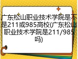 广东松山职业技术学院是不是211或985高校(广东松山职业技术学院是211/985吗)