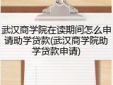 武汉商学院在读期间怎么申请助学贷款(武汉商学院助学贷款申请)