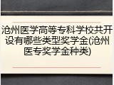 沧州医学高等专科学校共开设有哪些类型奖学金(沧州医专奖学金种类)