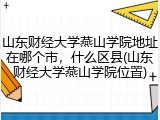 山东财经大学燕山学院地址在哪个市，什么区县(山东财经大学燕山学院位置)