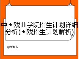 中国戏曲学院招生计划详细分析(国戏招生计划解析)