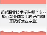邯郸职业技术学院哪个专业毕业就业前景比较好(邯郸职院好就业专业)