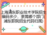 上海浦东职业技术学院招生编码多少，隶属哪个部门(浦东职院招生代码归属)