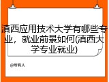 滇西应用技术大学有哪些专业，就业前景如何(滇西大学专业就业)