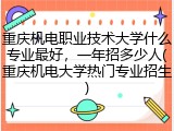 重庆机电职业技术大学什么专业最好，一年招多少人(重庆机电大学热门专业招生)