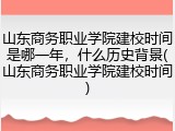 山东商务职业学院建校时间是哪一年，什么历史背景(山东商务职业学院建校时间)